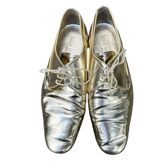 LOUIS VUITTON Men’s Gold Lace Up Derby Shoe Size 9 - Picture 2 of 10